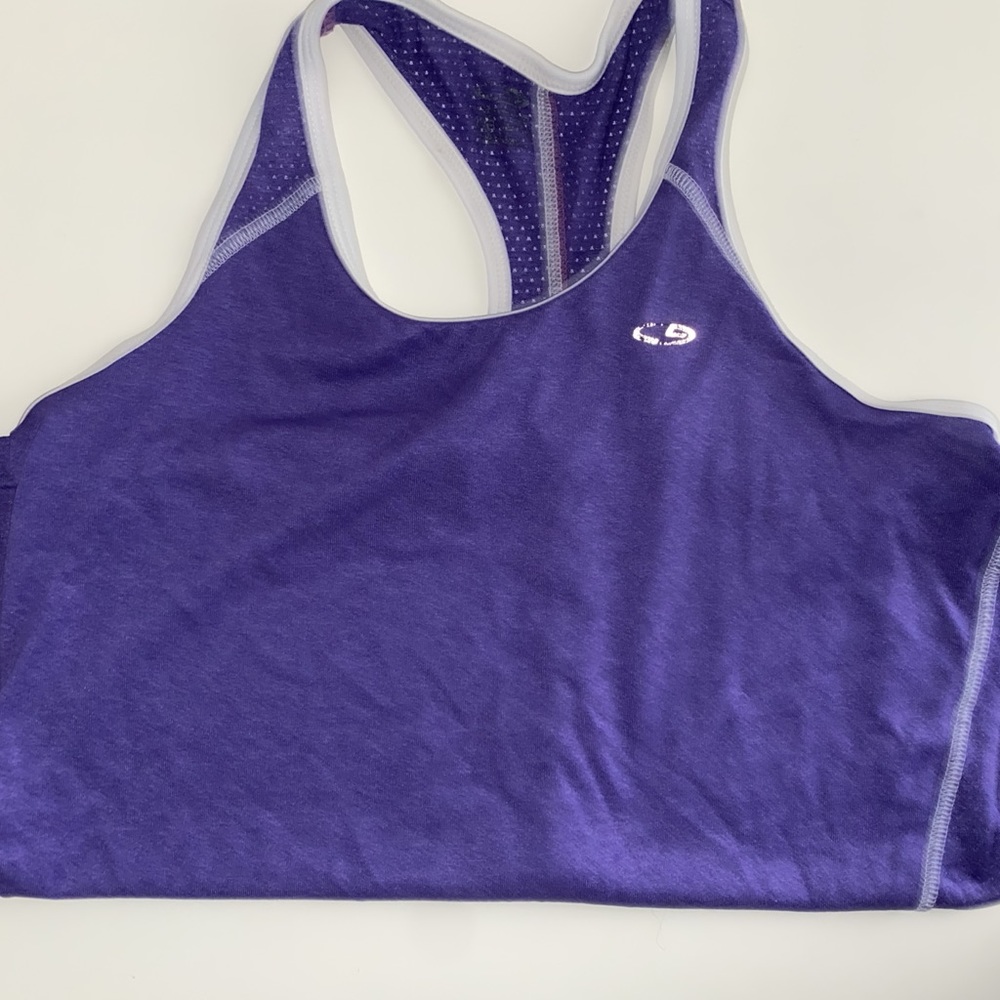 Purple athletic active cross back tank top
